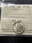 1936   ICCS  Graded Canadian,  ¢10  Cent, **MS-64** Cert # XQD 729