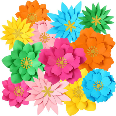 12 Pcs Paper Flowers Decorations for Wall DIY Paper Flowers Bulletin Board 3D Ha