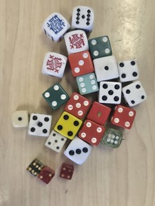 Dice Assorted Lot Of 26 Vintage & Mixed Materials/Sizes/ Colors Dice