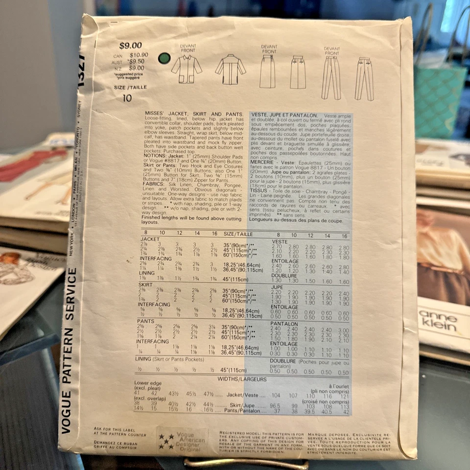 FREE SHIP! 1327 Vogue American Designers Perry Ellis Sz 10 Misses Jacket Skirt P - Image 2 of 2