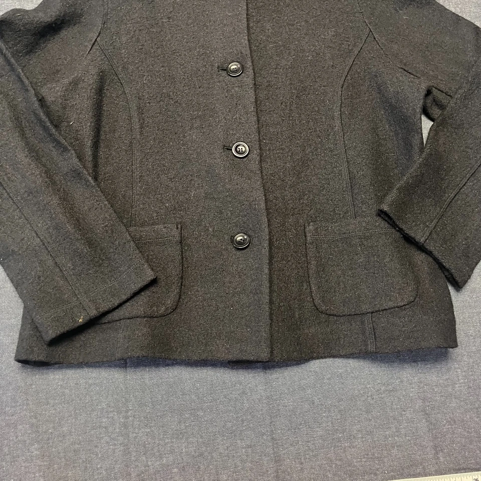 Talbots Women Blazer Jacket Size L Petite Gray Wool Single Breasted Button Front - Image 3 of 4