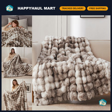 Soft Bubble Faux Fur Throw Blanket 50"x60" - Cozy Tie-Dye Brown Home Decor