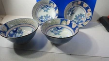 Japanese Porcelain Rice Bowls Signed Juzan Gama Hasami Family Kiln SET 4 BOWLS
