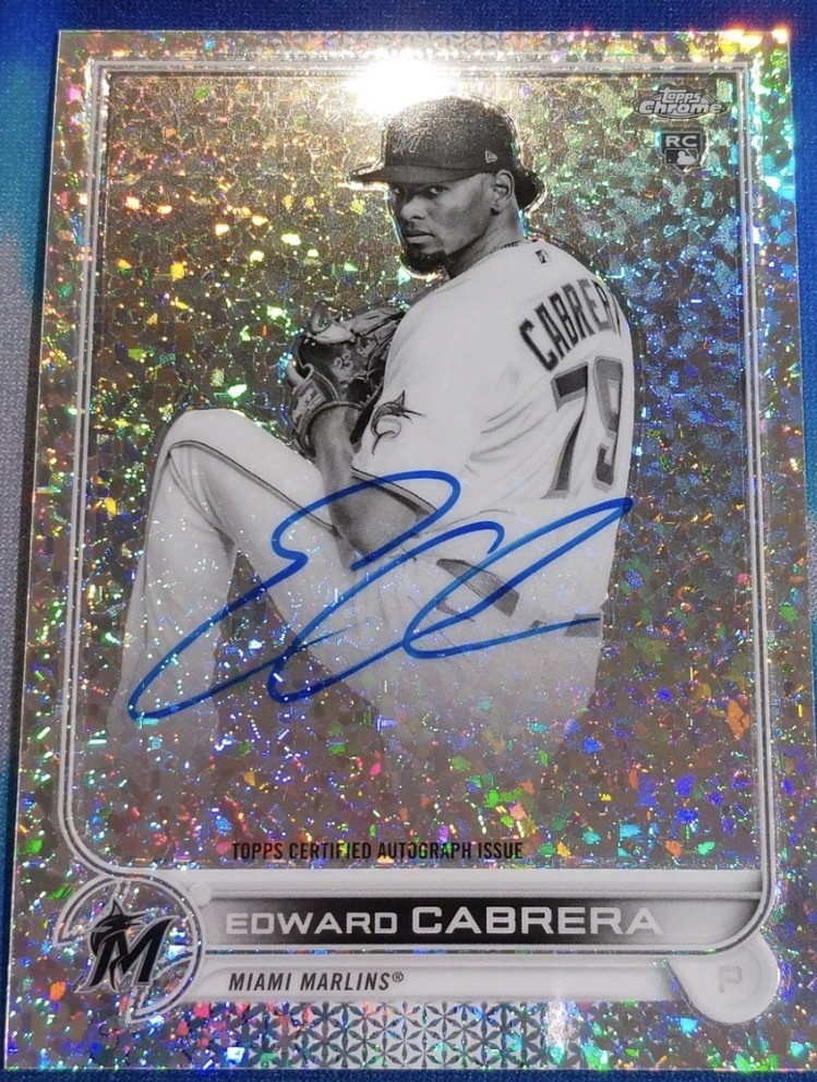 Edward Cabrera 2022 Topps Chrome MINI DIAMOND Rookie Auto #RA-EC (Miami Marlins)