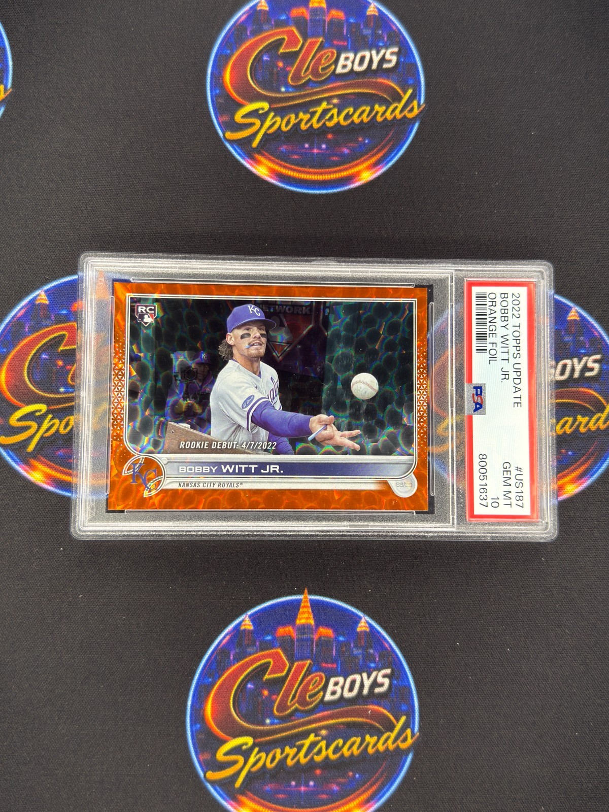 Bobby Witt Jr. 2022 Topps Update Orange Foil Rookie Debut /299 PSA 10 Royals