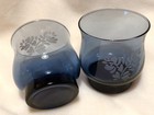 10214 PFALTZGRAFF  Two Yorktowne Blue Juice Glasses Etched Floral Vintage USA