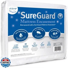 Queen (13-16 in. Deep) SureGuard Mattress Encasement - 100% Waterproof, Bed B