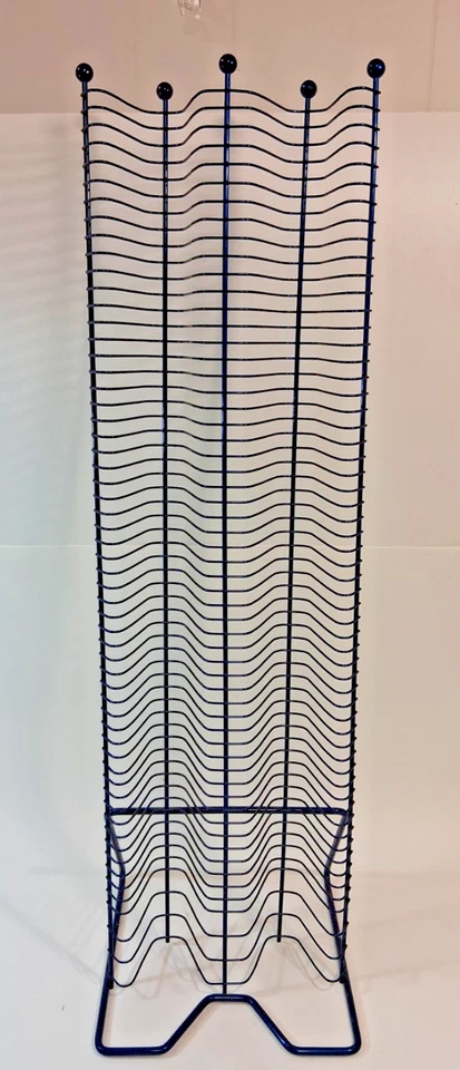 Винтажная стойка для хранения компакт-дисков с синим проводом вертикальная стойка вмещает 120 компакт-дисков высота 38 дюймов Y2K - Изображение 2 из 4