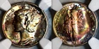NGC MS-66 1942-P Mercury Dime, Gorgeous, Dual-Sided Rainbow Toning!