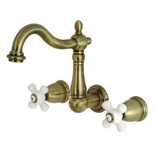 Kingston Brass KS125.PX Heritage 1.2 GPM Wall Mounted Widespread - Brass