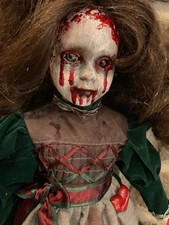 creepy doll, OOAK horror, bloody scary gothic doll, halloween decor, prop
