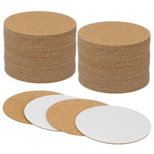 100-Pack Self-Adhesive Cork Sheets, 3 x 3 Inch Round Cork Board 1mm Thick
