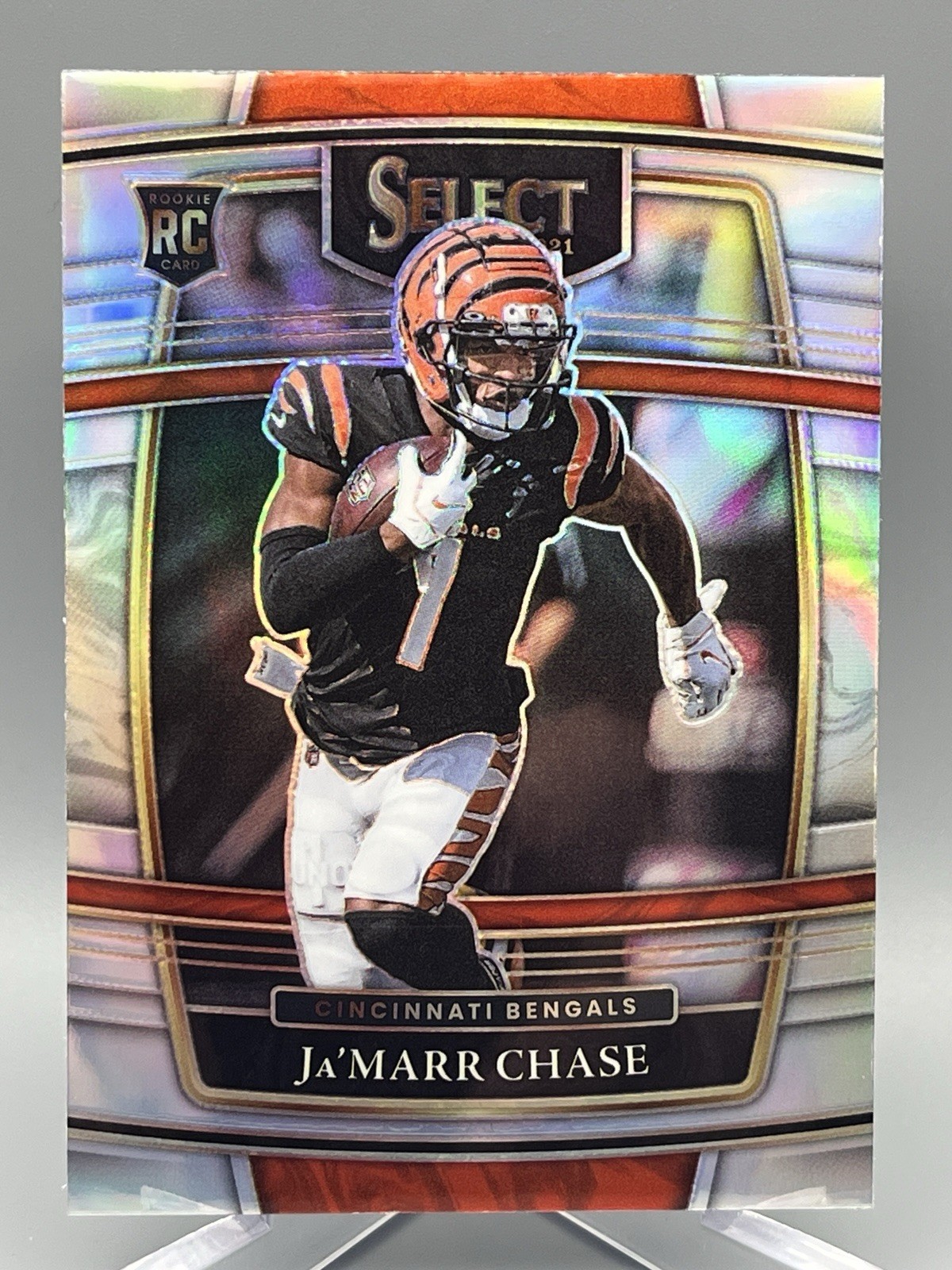 Ja'Marr Chase Rookie Bengals 2021 Panini Select #47 Concourse Silver Prizm RC