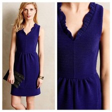 New Anthropologie MAEVE Ottoman Mini Dress $158 LARGE PETITE Blue