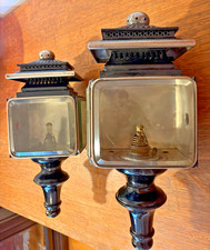 Antique 19th C.  PAIR horse drawn Carriage Lamps JB Armstrong mfg Guelph Canada