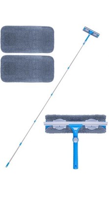 Fensterreinigungsset 165 cm ausziehbare Stange 2in1 Unterlegscheibe & 12 Zoll Silikonabdeckung