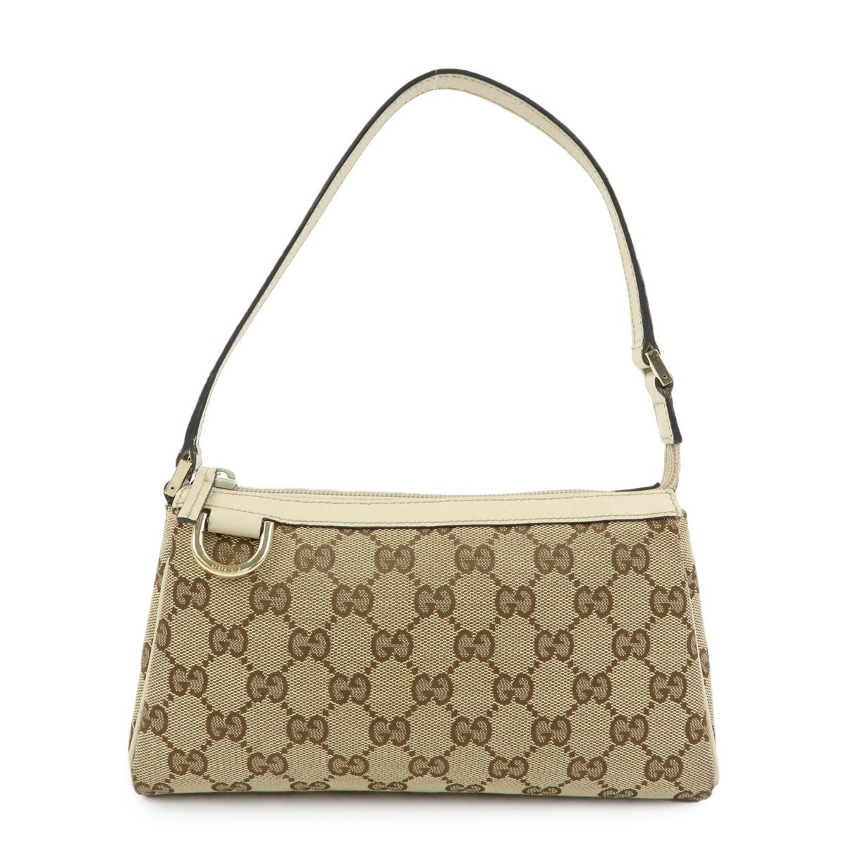 GUCCI GG Canvas Leather Hand Bag Beige Ivory 145750 Authentic Used