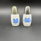 Westinghouse Salt and Pepper Shakers Milk Glass Blue Cornflowers Vintage