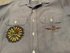 Hand-painted Vintage Western Chambray- Native Kachina Shirt Signed CS 2000