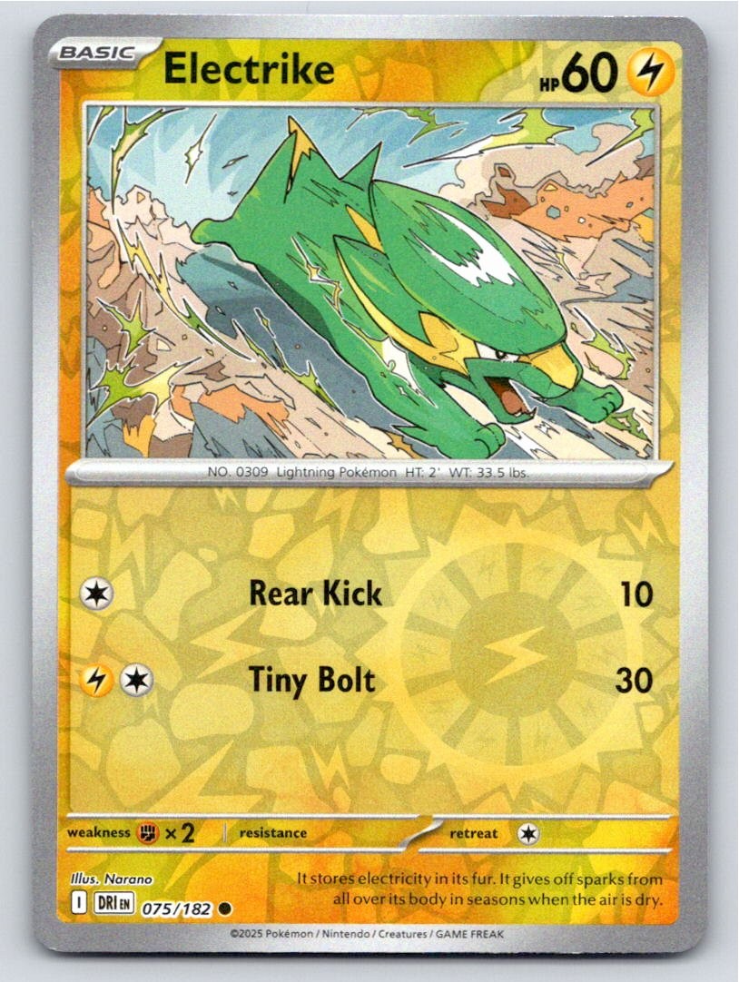 2025 POKEMON ELECTRIKE DESTINED RIVALS 075/182 REVERSE HOLO C NM A63316 FREE S&H