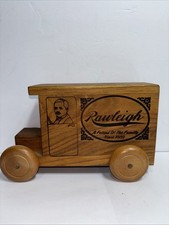 Vintage 1980 Rawleigh Wooden Truck Bank USA NO STOPPER In  Bottom Preowned