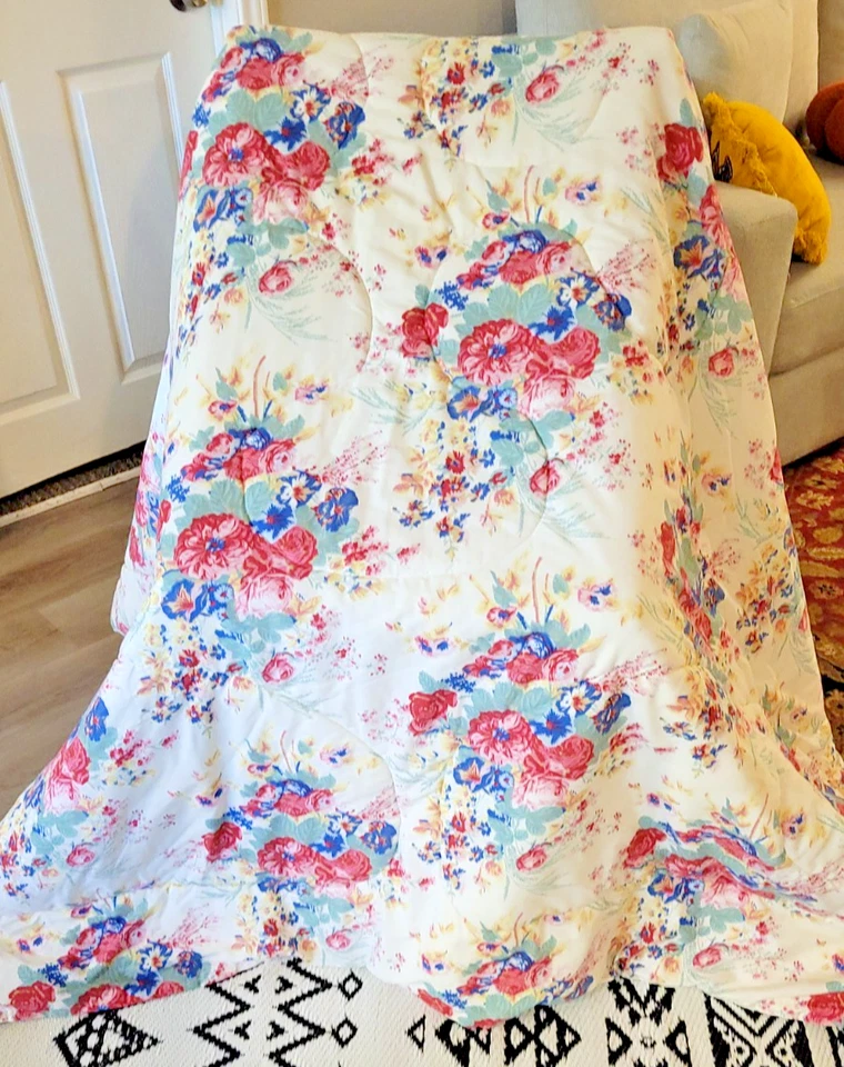 Edredón suave de flores florales Cottagecore de colección años 90 Apx 85x85 Foto 2 de 4