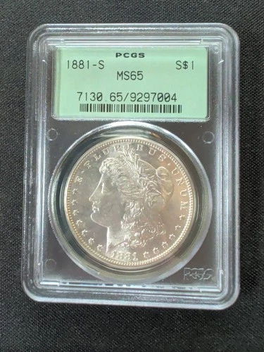 1881-S $1 Morgan Silver Dollar PCGS MS65 OGH - Old Green Holder - GEM BU