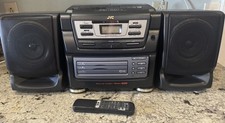 JVC PC-XC11 3 Disc CD AM-FM Radio/Dual Cassette Boombox Bookshelf W/Remote READ