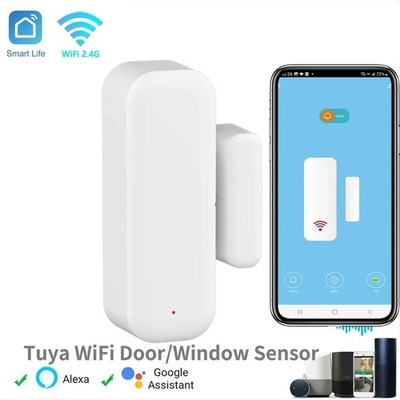 Tuya WiFi door/window sensor smart alerts via app works w/ Alexa & Google