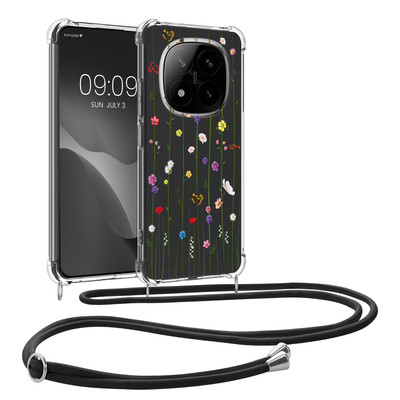 Coque Avec Cordon Pour Xiaomi Redmi Note 14 Pro 5G / Poco X7 5G - Protection Antichoc Avec Lanière Réglable - Dos Translucide Givré Or Noir