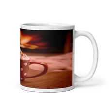 Cozy Mug of Hot Cocoa 11oz Ceramic Mug by Glowing Fireplace