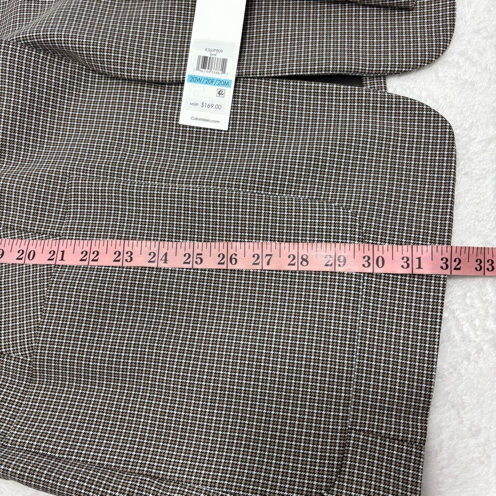 Calvin Klein Women's Checkered One-Button Blazer Jacket Brown/Tan Size 20W Plus thumbnail 9