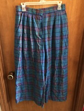 Vintage Doncaster Bold Multi-color Plaid Wide Leg Cropped Pants 30  Waist
