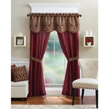 GoodGram Unique 5 Piece Window Curtain Set Assorted Colors (Brick) Brick