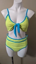 Blooming Jelly Women's Large High Waisted Bikini Set Tie Knot High Rise Swim NWT