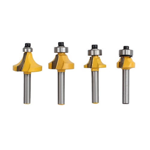 4X 1/4'' Shank Round Over Router Edging Bit Woodworking Tool Set Kits Alloy UK - Picture 7 of 11