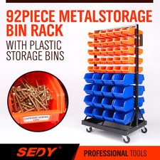 92 Storage Bin Rack Shelves Workshop Garage Warehouse Parts Nuts Bolts Organiser
