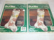 PR NOS Vtg Bucilla 82114 Stocking Cross Stitch Kits Night Before Christmas