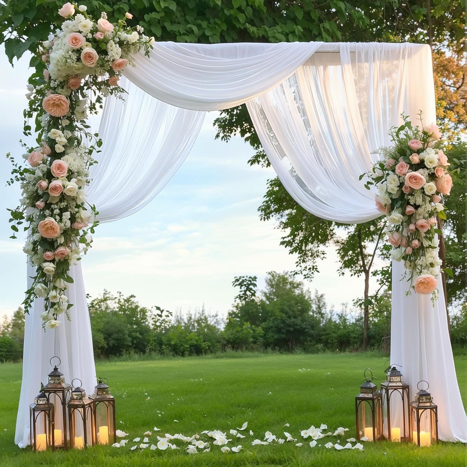 Wedding Arch Draping Fabric, 1 Panel 28" X 19Ft White Wedding Arch Drapes Sheer 