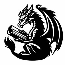 Book Reading Dragon Library Black Vinyl Sticker Decal Left Right or Pair
