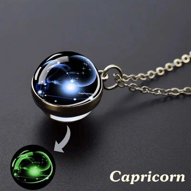 Capricorn Zodiac Night Glow Pendant Unisex Luminous Necklace Men