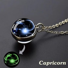 Capricorn Zodiac Night Glow Pendant Unisex Luminous Necklace Men Women Gift New