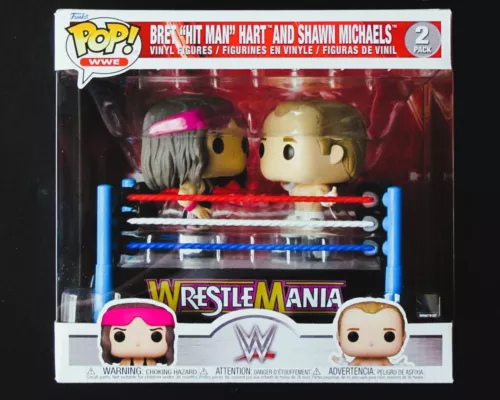 NEW Funko Pop Bret Hart vs Shawn Michaels + Wrestlemania Ring - WWE  (NM+ Box)