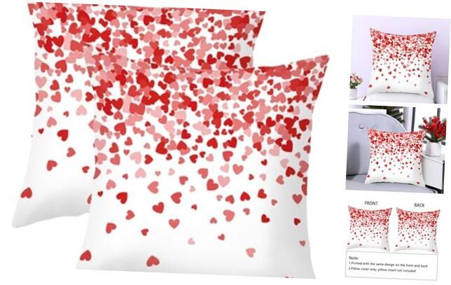 Valentines Pillow Covers 18x18 Set of 2,Red Heart Valentines Day Decorative