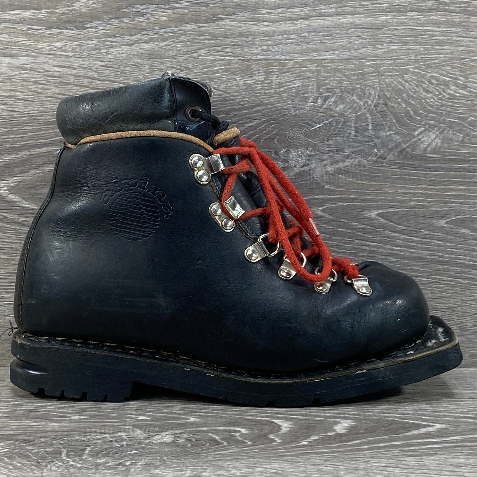SALOMON Scarponi da sci Alpina Vintage Nordic Norm Cross Country Pelle Nera Suola Vibram 75MM