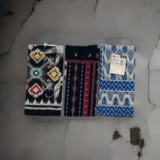 Bundle Of 3 Aztec Style Bandanas 100 Cotton Bandanas Approximately 21-22 Inch