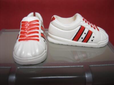 Liv/Skipper/Flat-Footed Barbie Doll Shoes-WHite Red Stripe ADIDAS Style  Tennis | eBay