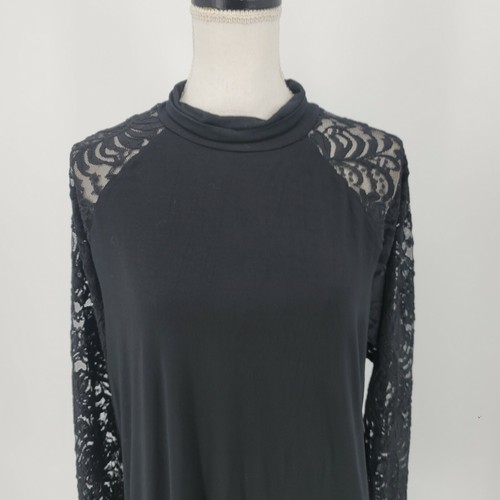 Torrid Black Lace Long Sleeve Mock Neck Top Women's 2X NWT - Picture 3 of 8