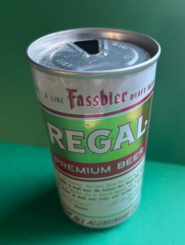 NICE VINTAGE REGAL VANITY LID NEW ALUMINUM BEER CAN BREWERY MIAMI FLORIDA
