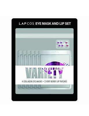 Lapcos 4 Collagen Eye Masks + 2 Very Berry Lip Patches Set (2-PACK)